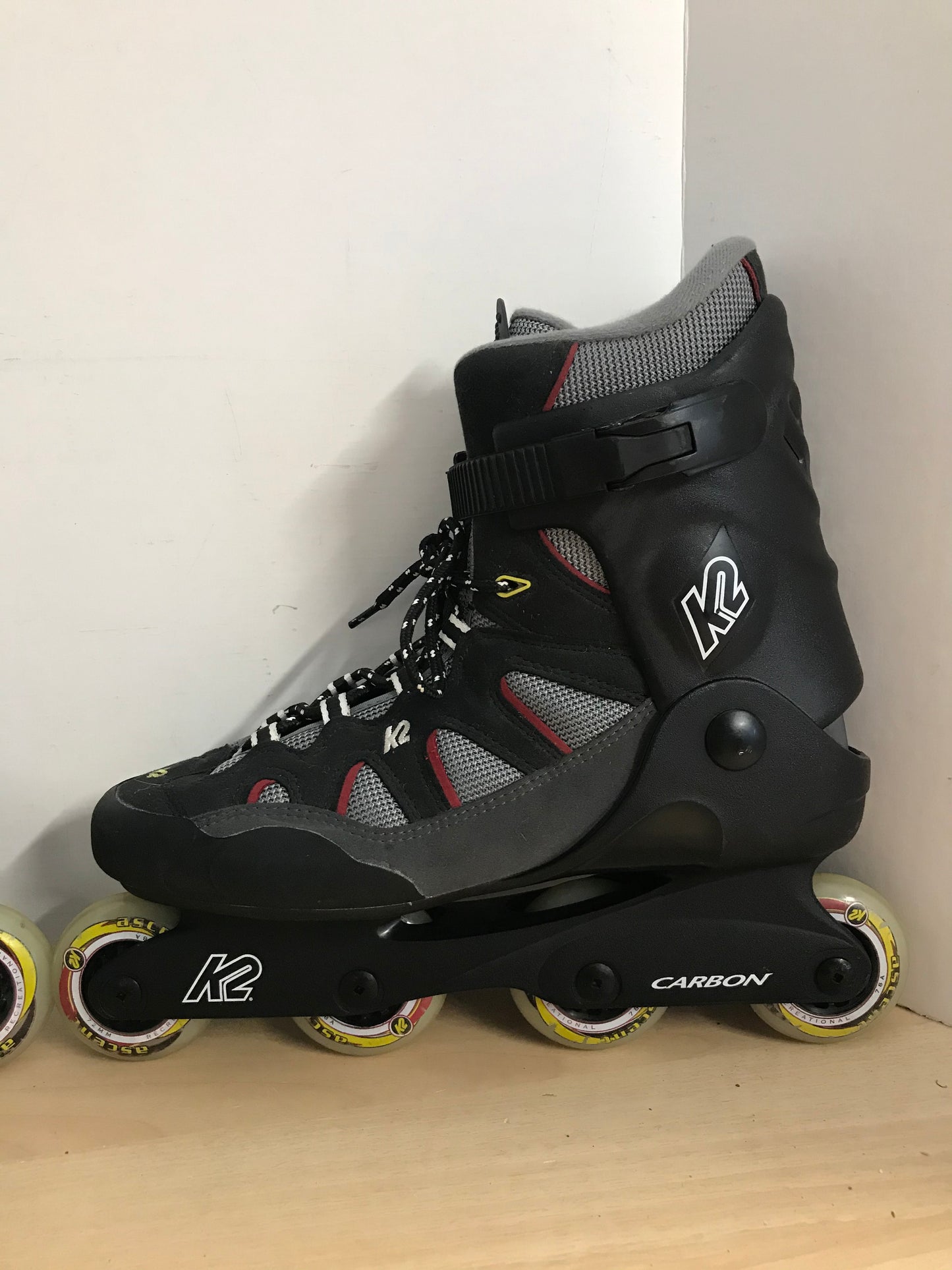 Inline Roller Skates Men's Size 11 K-2 Black Grey Red Excellent Rubber Wheels