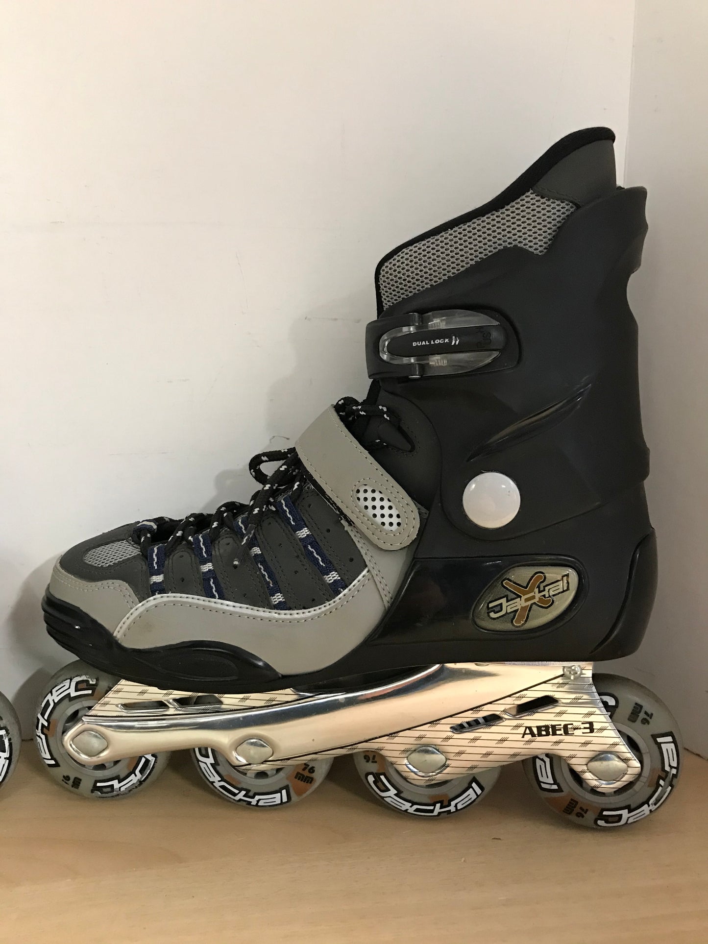 Inline Roller Skates Men's Size 8 Jackel Blue Black Rubber Wheels Excellent