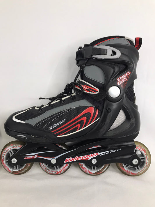 Inline Roller Skates Men's Size 9 Bladerunner Black Red Rubber Wheels As New