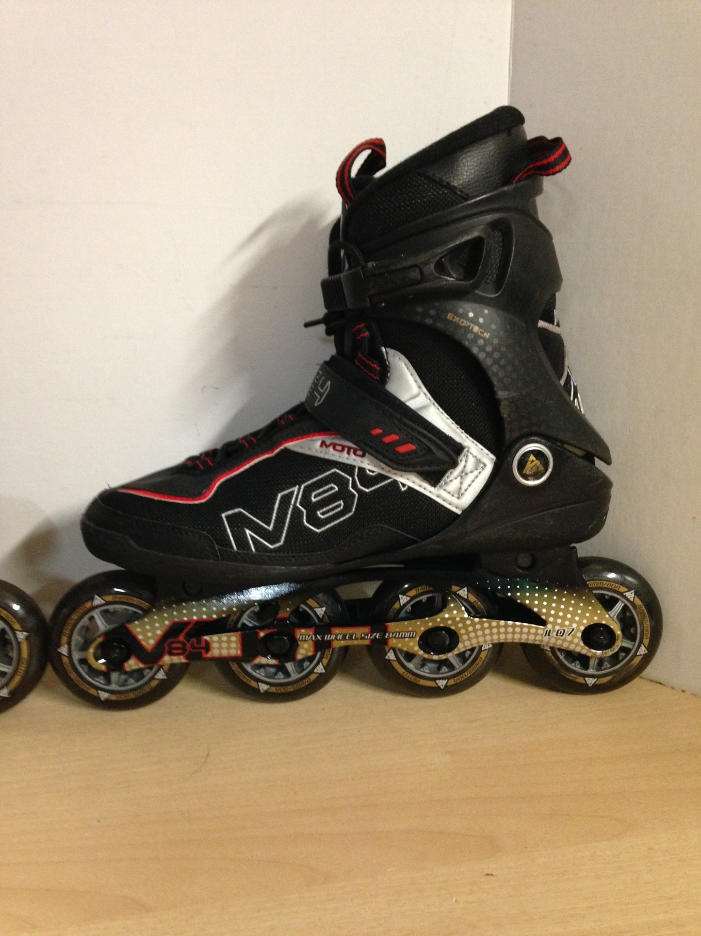 Inline Roller Skates Men's Size 9 k-2 Black Red Gold Rubber Tires