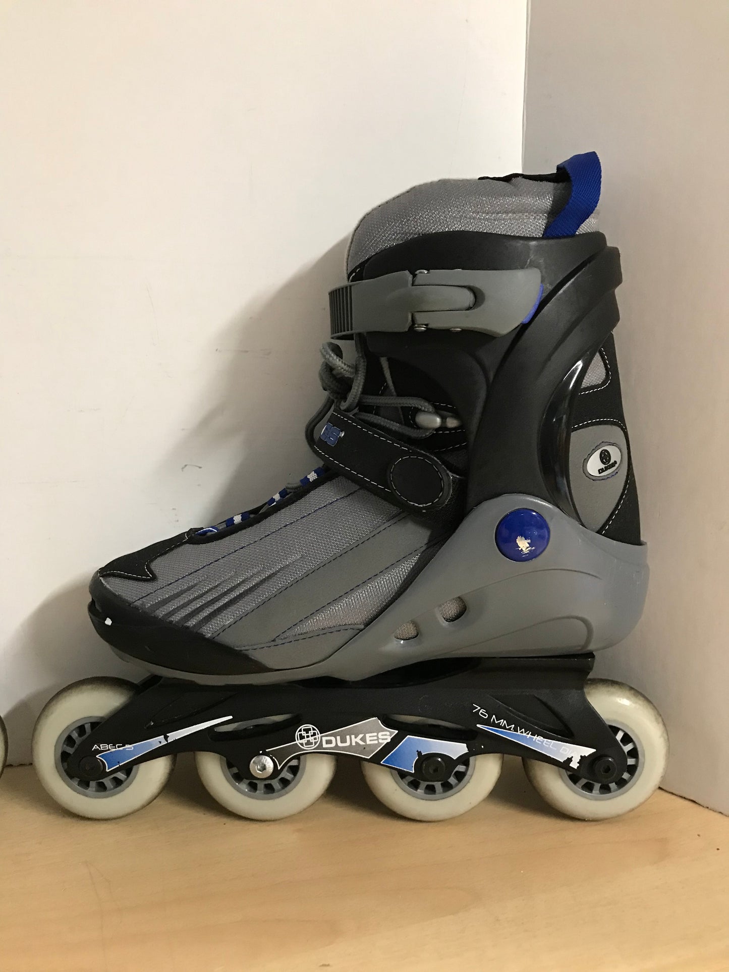 Inline Roller Skates Men's  Size 7 Dukes Grey Black With Rubber Wheels As New