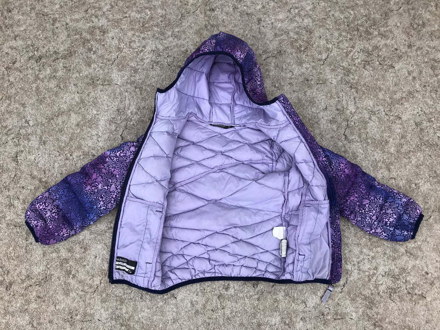 Light Coat Child Size 6 Paradox Purple Hearts Puffer Packable Excellent