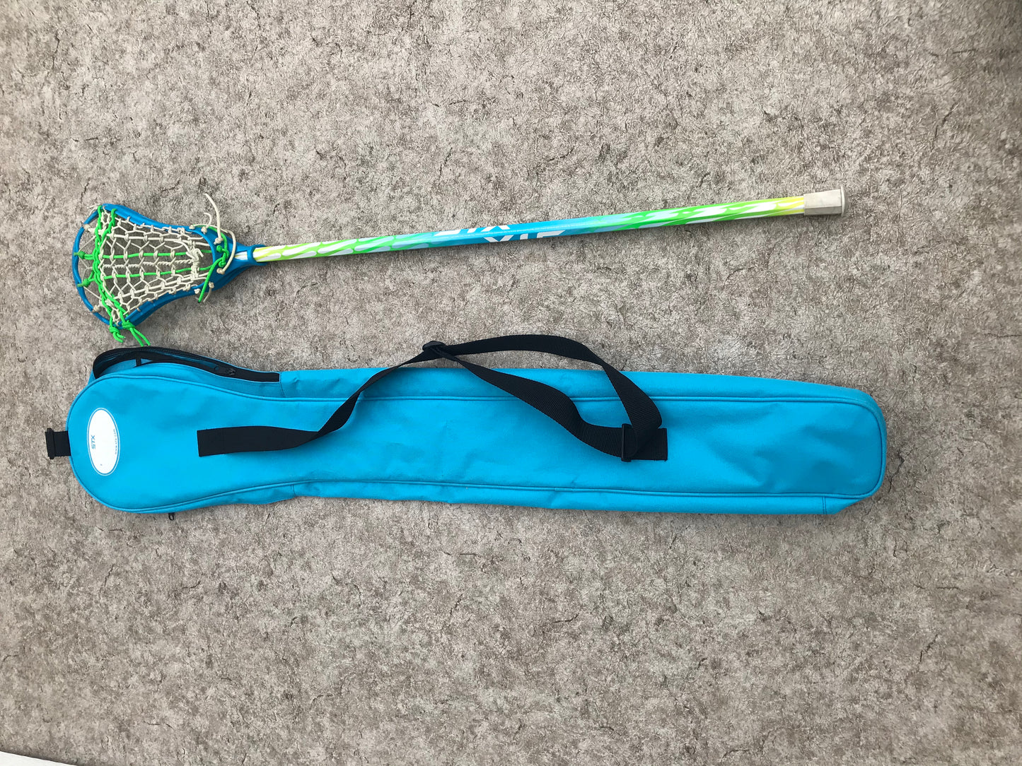 Lacrosse Stick 43 inch STX Blue Lime With Carry Bag Excellent