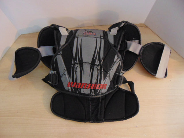 Lacrosse Shoulder Chest Pad Child Size Junior Large 10-12 Warrior Black Grey Red Minor Wear