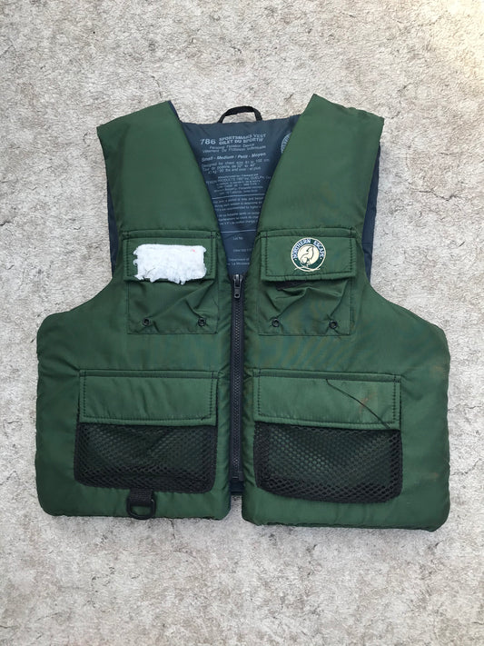 Life Jacket Adult Size Small - Medium Sportsman Fishing Vest Sage Green