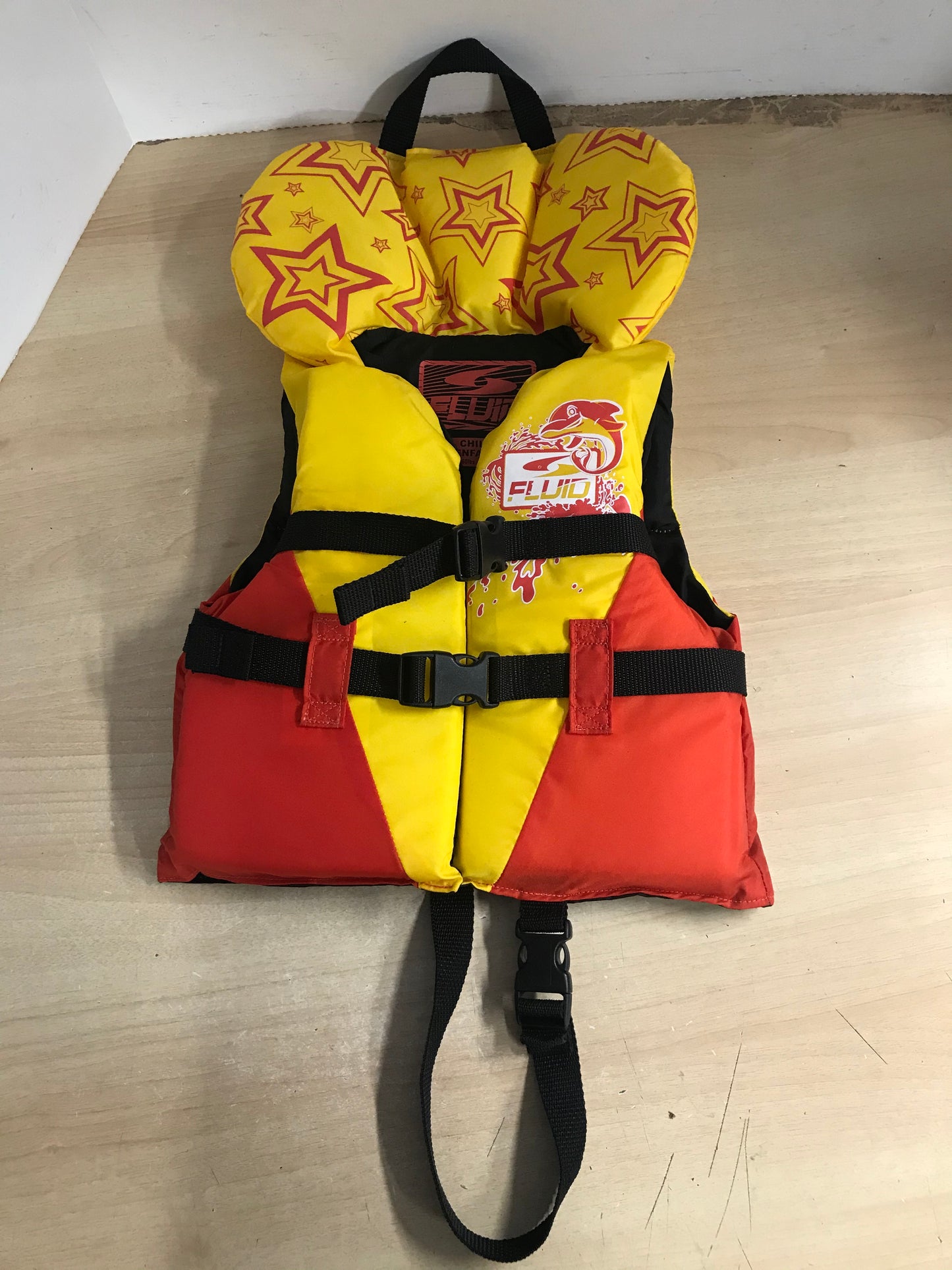Life Jacket Child Size 30-60 lb Fluid Yellow Orange As New