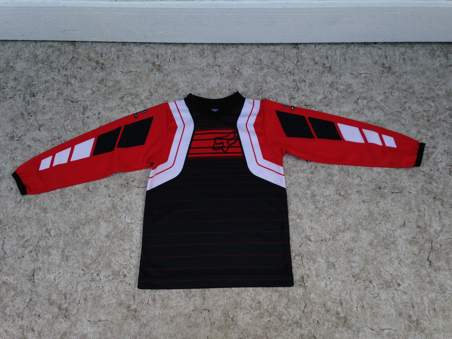 Motocross BMX Dirt Bike Jersey Child Size 4 Fox Black Red Excellent