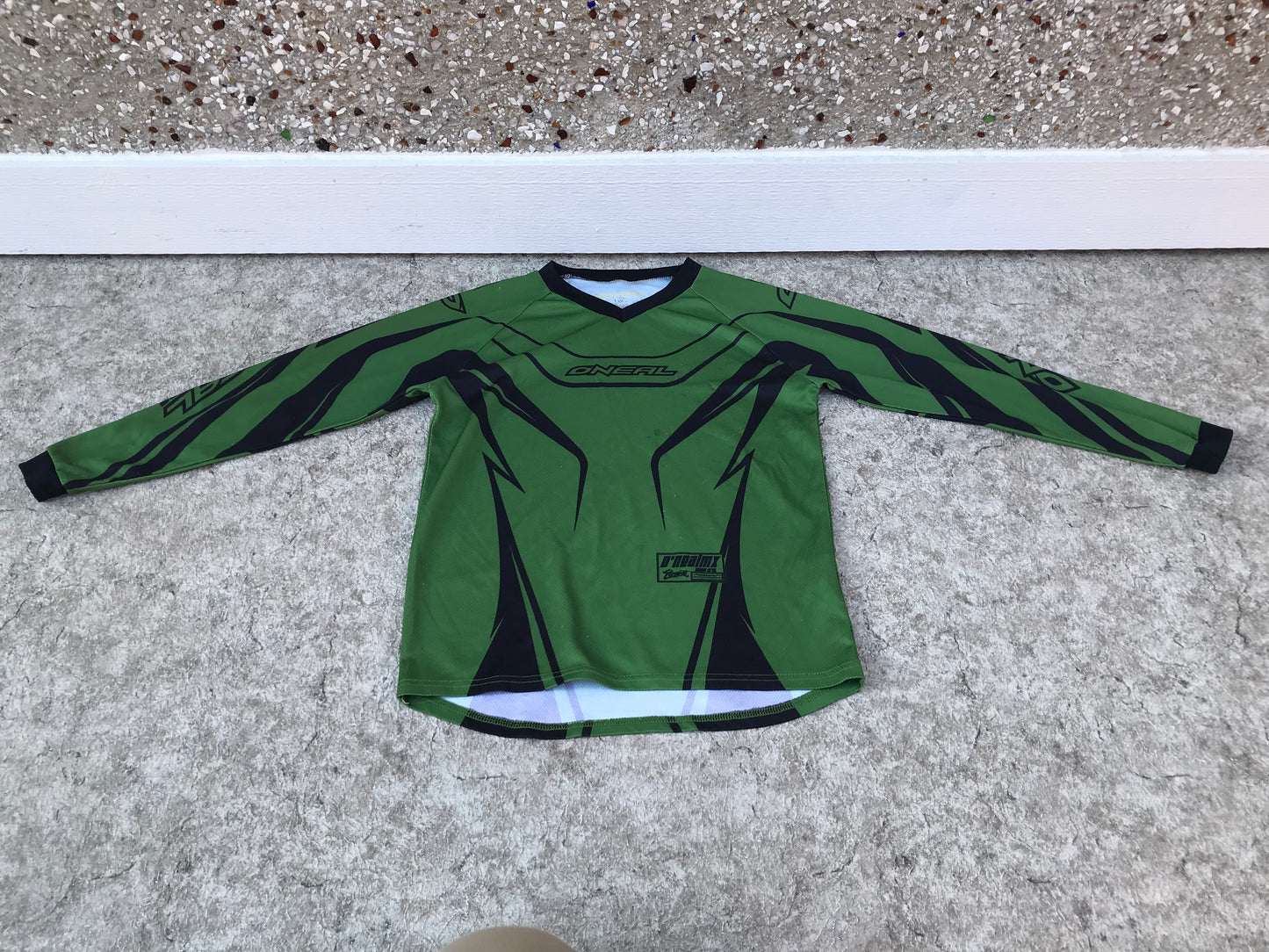Motocross BMX Dirt Bike Child Size Large 10-12 Oneill Jersey Green Black Few Marks