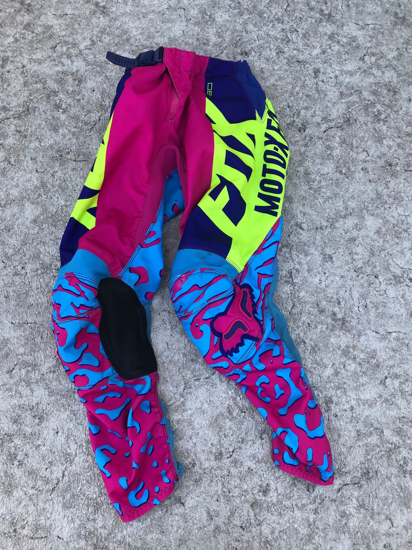 Motocross BMX Dirt Bike Pants Child Size 24 inch Size 8-10 Fox Pink Multi Minor Marks