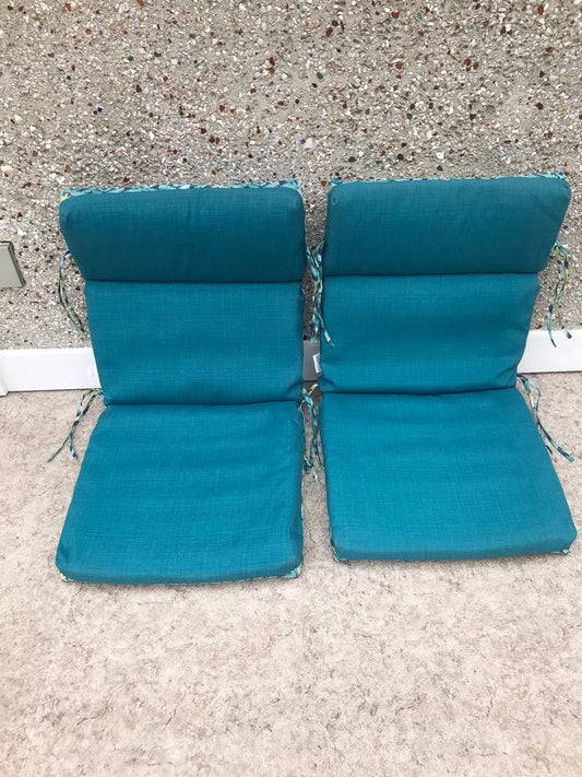 Patio Deck 2 Chair Outdoor Cushion Pads Reversable Teal 48 x 22 inch No Damage