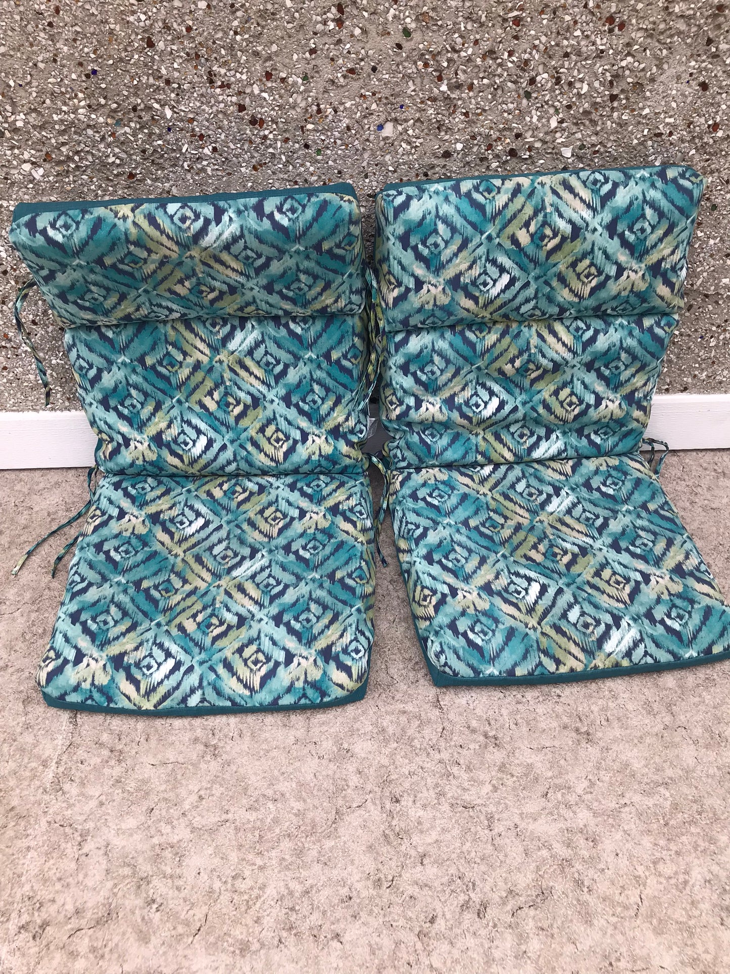 Patio Deck 2 Chair Outdoor Cushion Pads Reversable Teal 48 x 22 inch No Damage