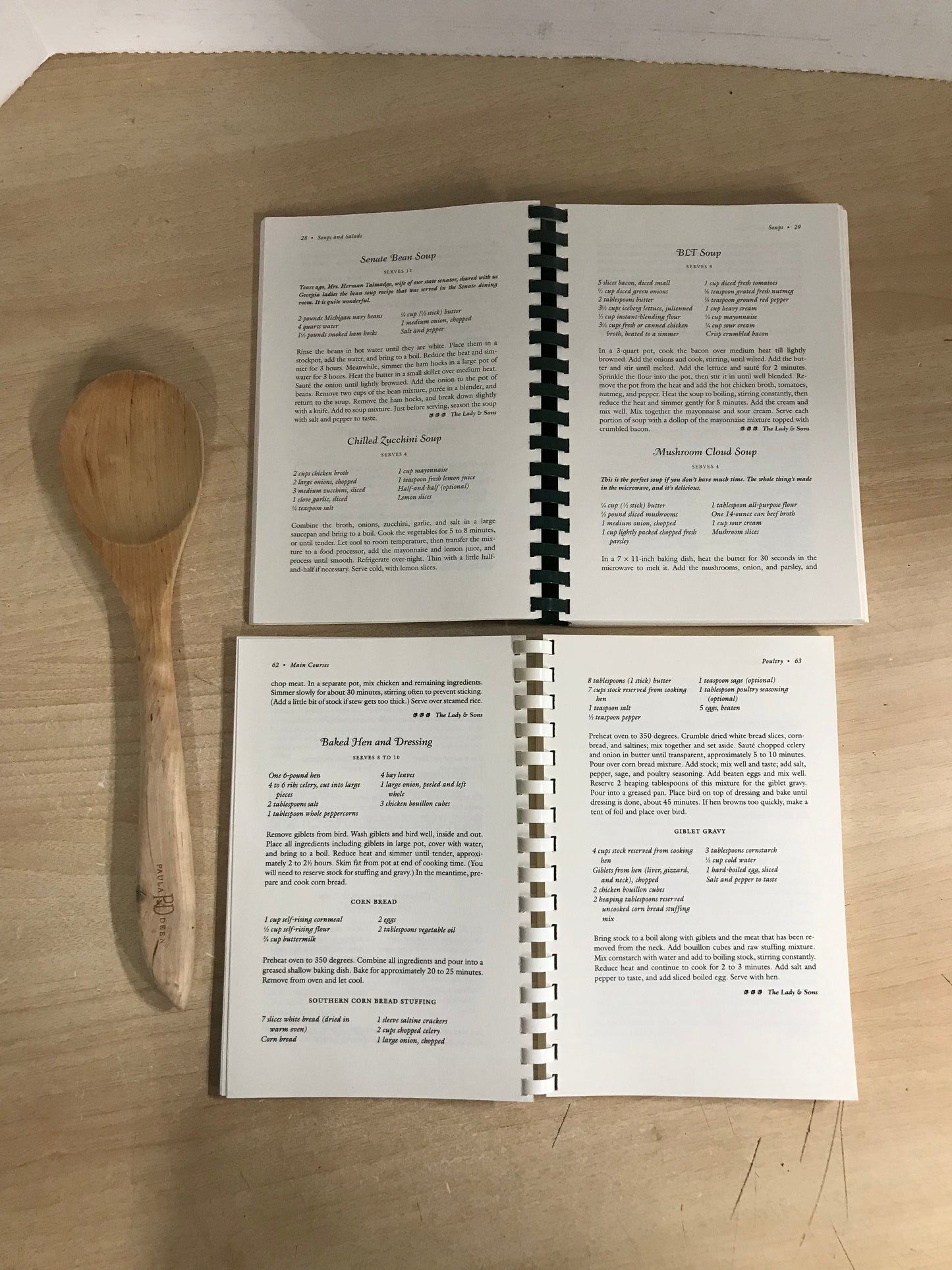 Paula Deen Food Network Cookbooks and Signature Wooden Spoon Set