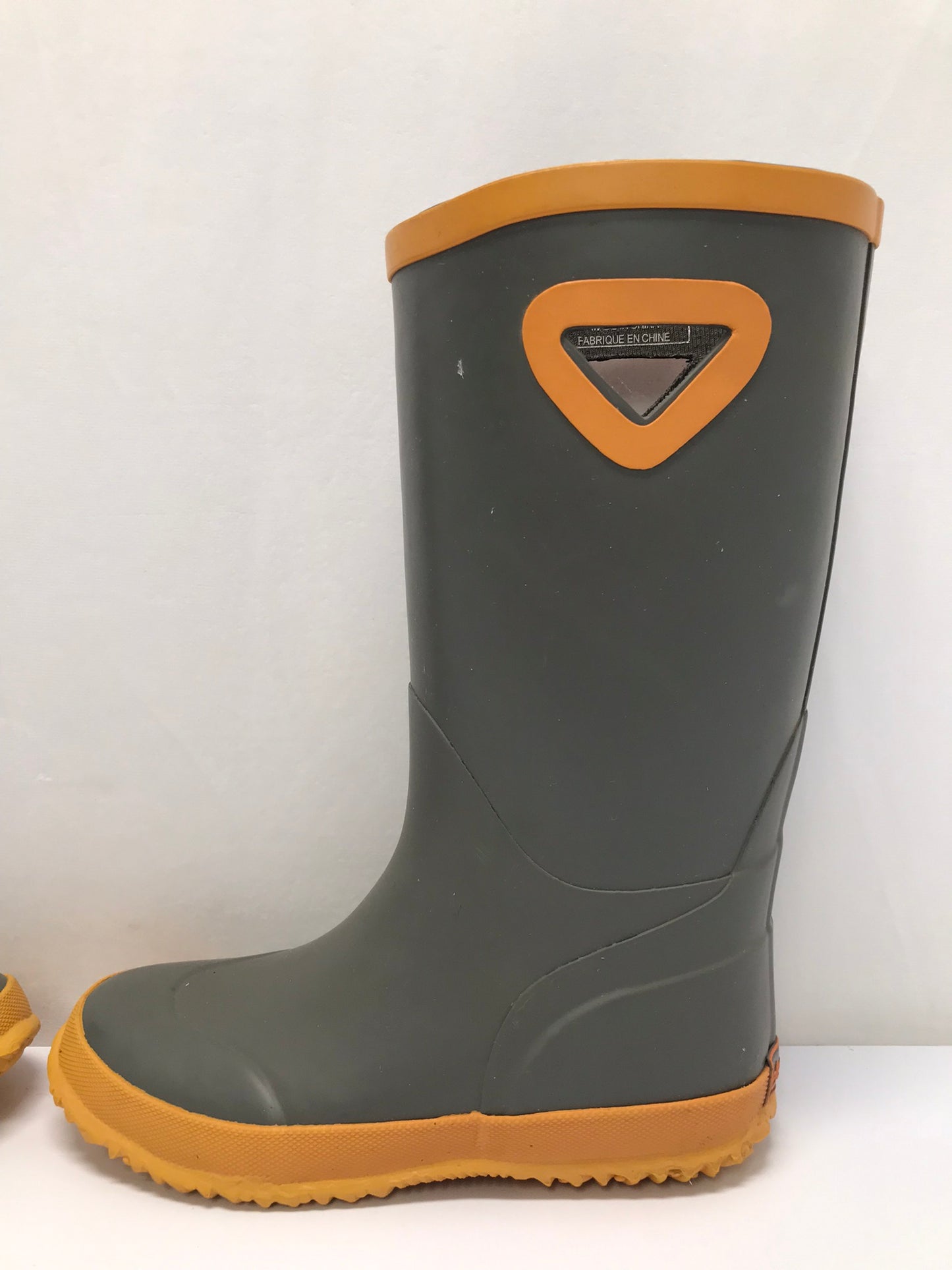 Rain Boots Child Size 1 Elements Rubber Grey and Yellow As New