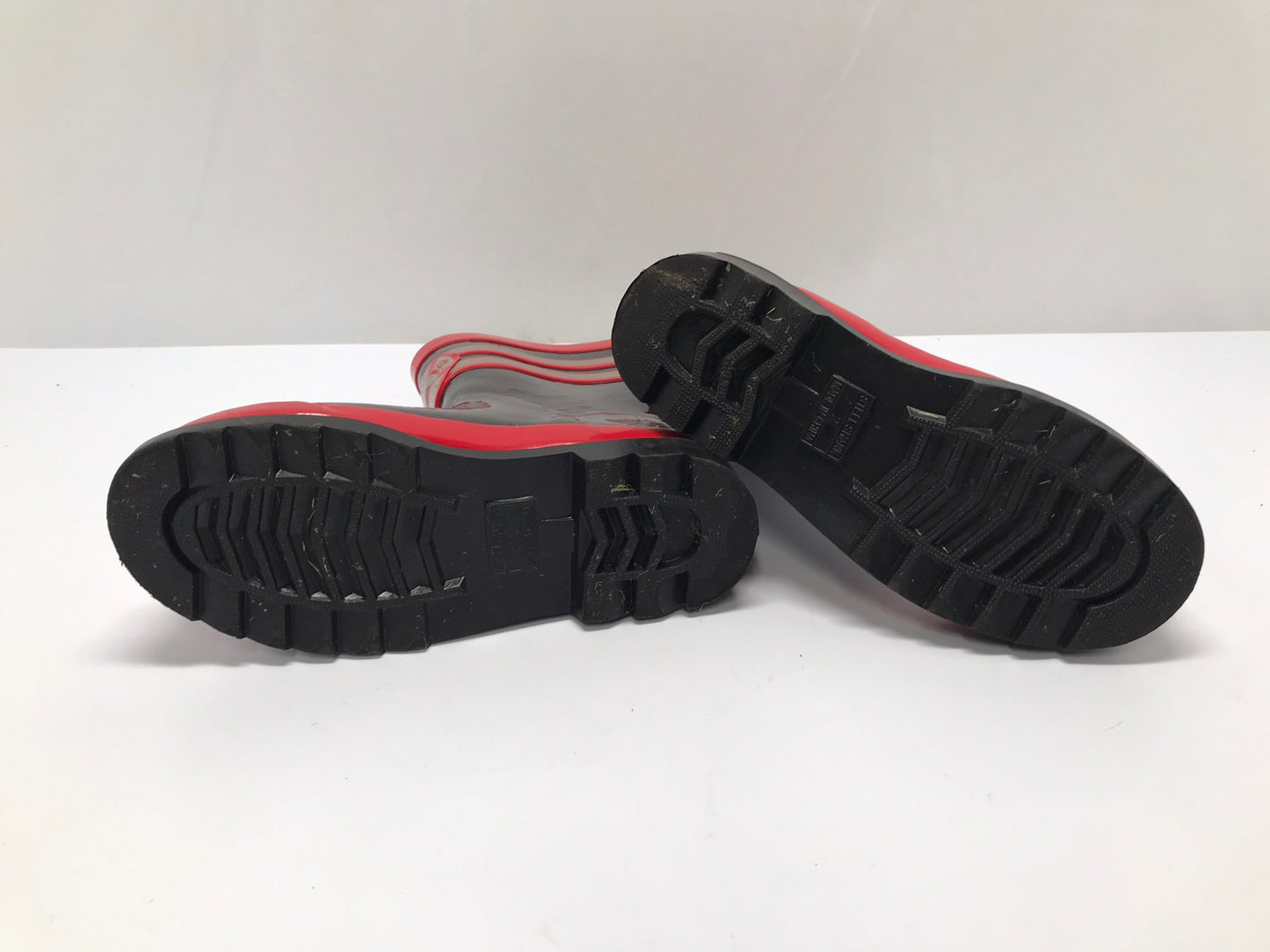 Rain Boots Child Size 2 Fireman Red Black Excellent