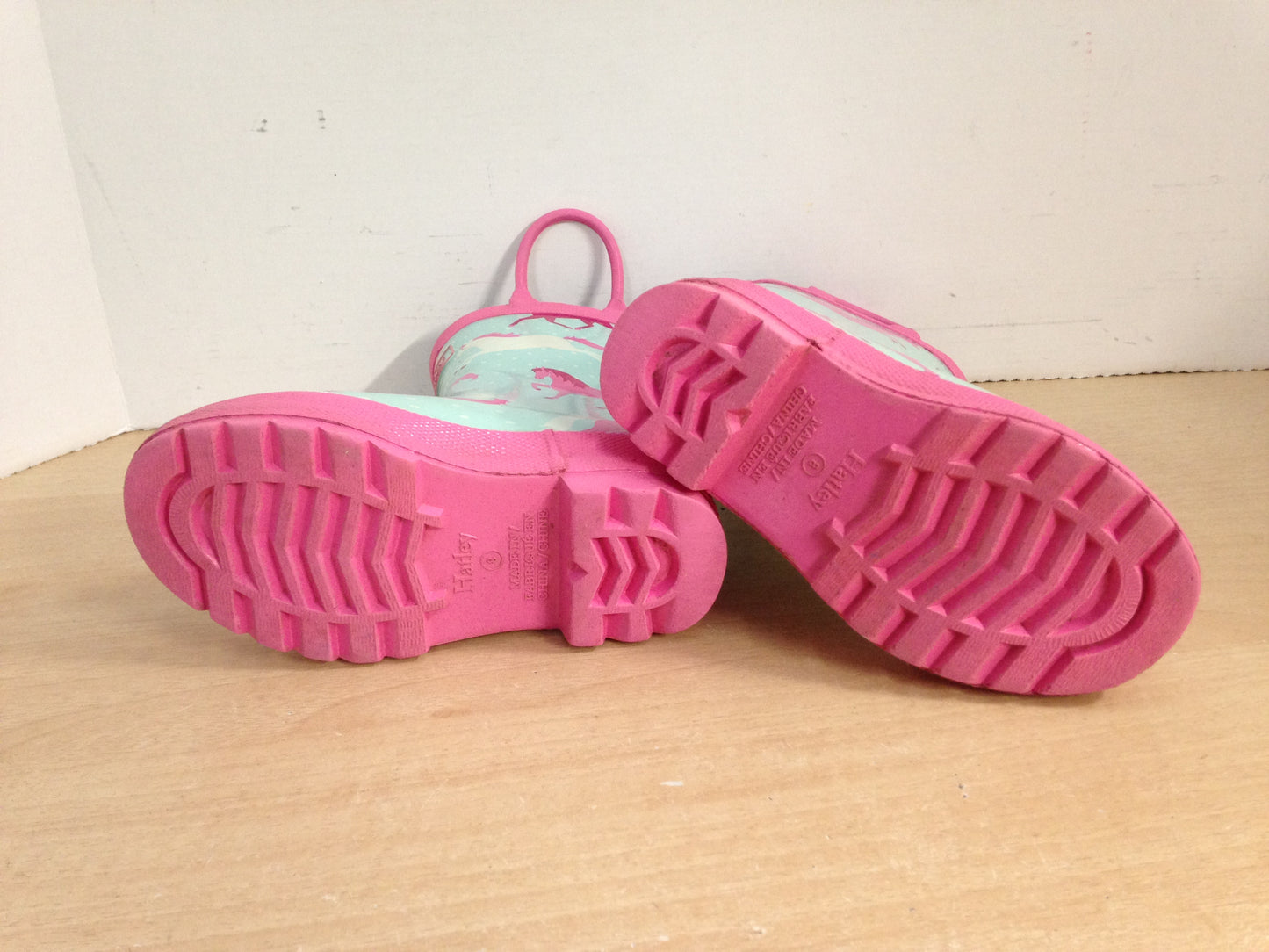 Rain Boots Child Size 8 Hatley Toddler Pink Teal Ponies