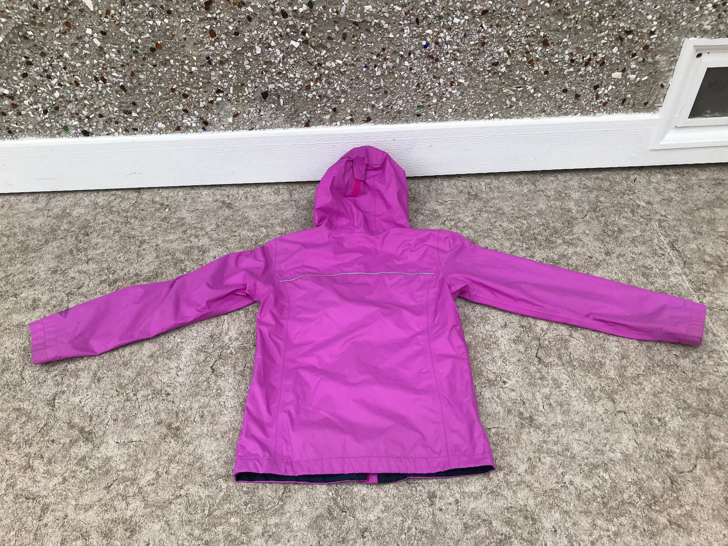 Rain Coat Child Size 10-12 Columbia Purple With Reflectors Excellent
