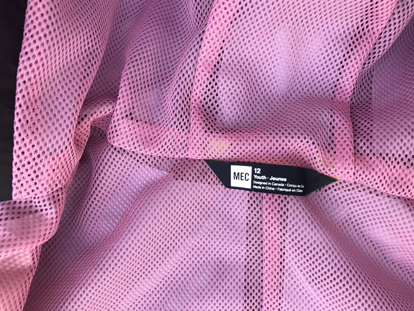 Rain Coat Child Size 14 MEC Youth Black Pink Long Excellent