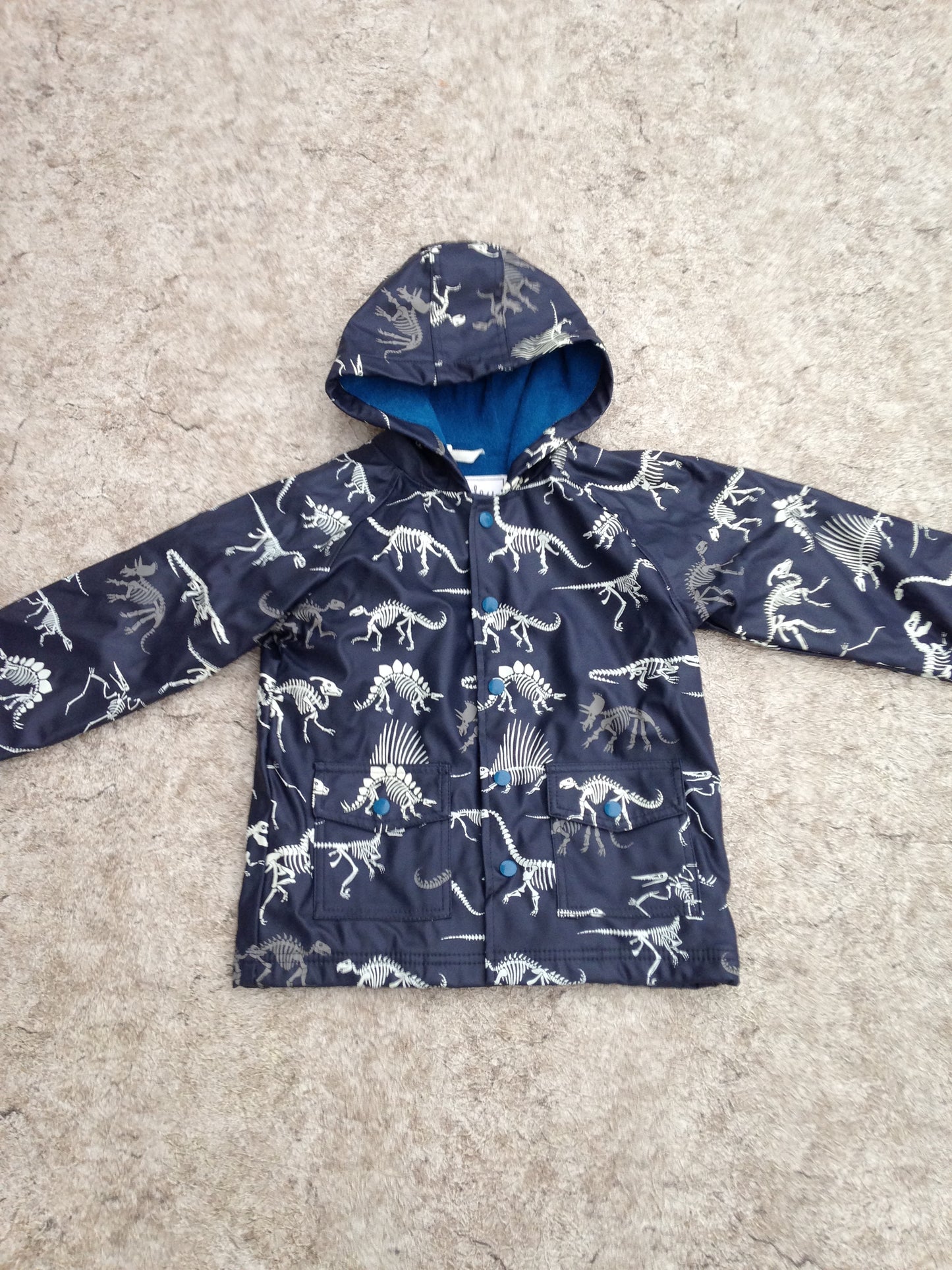 Rain Coat Child Size 5 Hatley Navy Dinosaurs
