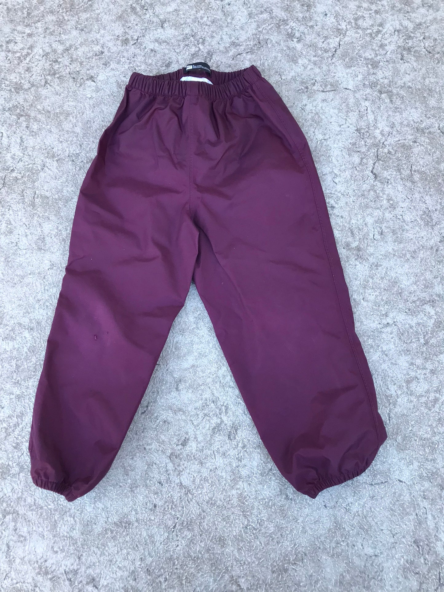 Rain Pants Child Size 5 MEC Maroon Tiny Tear on Knee