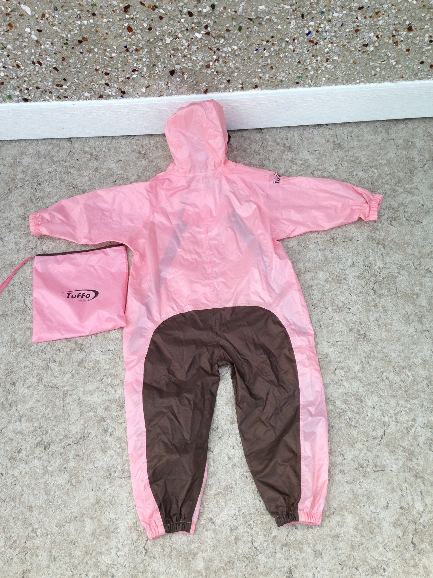 Rain Suit Child Size 5 Muddy Buddy Tuffo Pants Coat Pink Brown Excellent With Bag