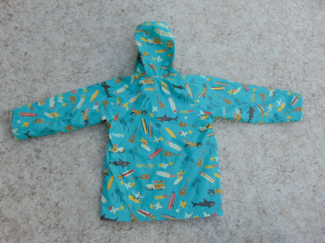 Rain Coat Child Size 6 Hatley Surf Sun Sharks Teel Orange Excellent