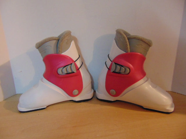Ski Boots Mondo Size 21.5 Child Size 2 254 mm Tecno Pro Pink White With Stars Excellent