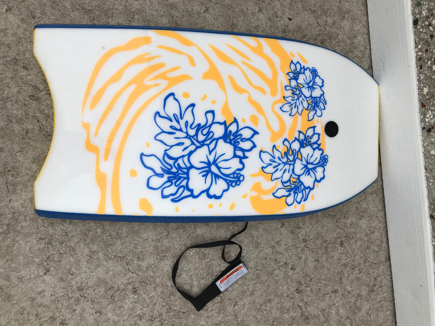 Surf Bodyboard Oceantis Gold Coast Skim Boogie Board With Tow Rope 36 x 20 inch Yellow White Multi Excellent