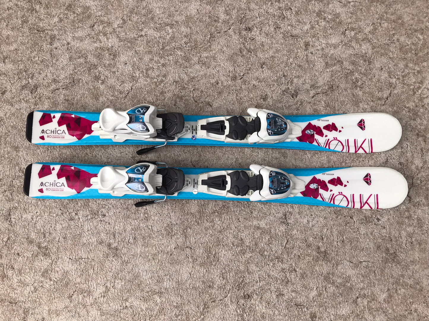 Ski 080 Volki Chica Toddler Blue Pink White Parabolic With Bindings Excellent