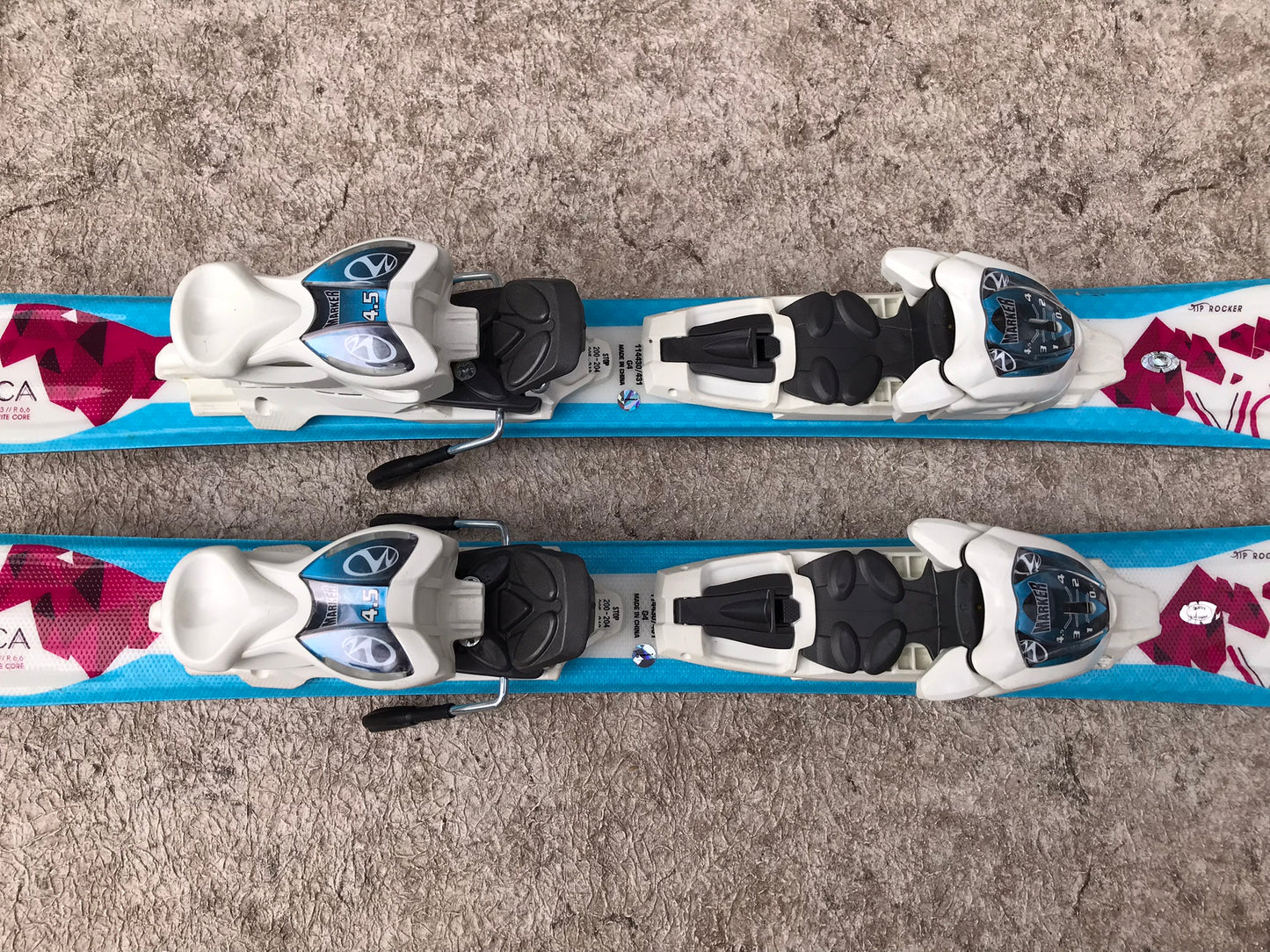 Ski 080 Volki Chica Toddler Blue Pink White Parabolic With Bindings Excellent