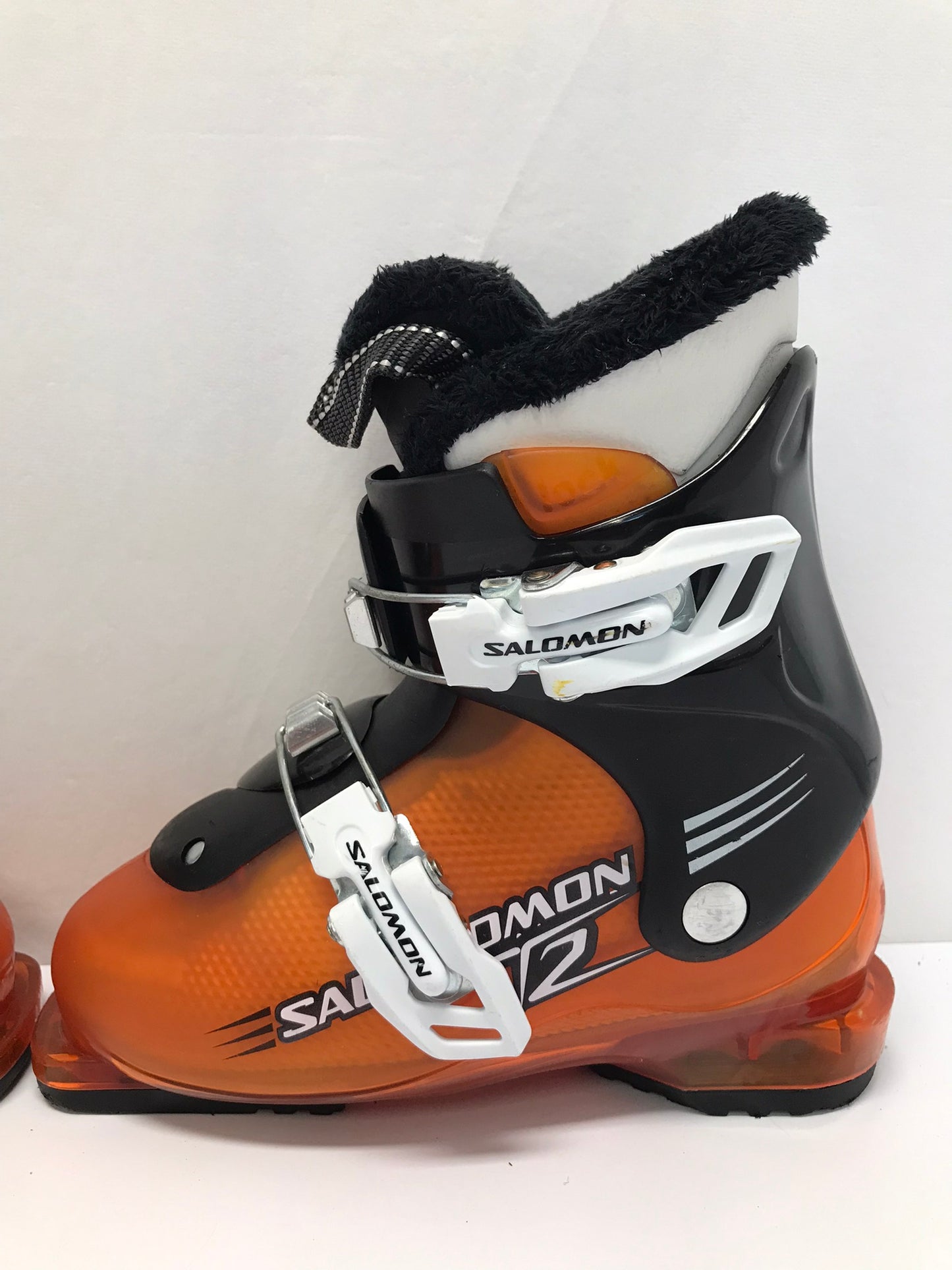 Ski Boots Mondo Size 19.0 Child Size 13.5 240 mm Salomon Orange and Black As New