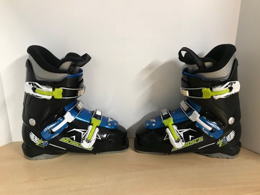 Ski Boots Mondo Size 22.5 Child Size 4-5 275 mm Nordica FireArrow Black Blue Lime Excellent