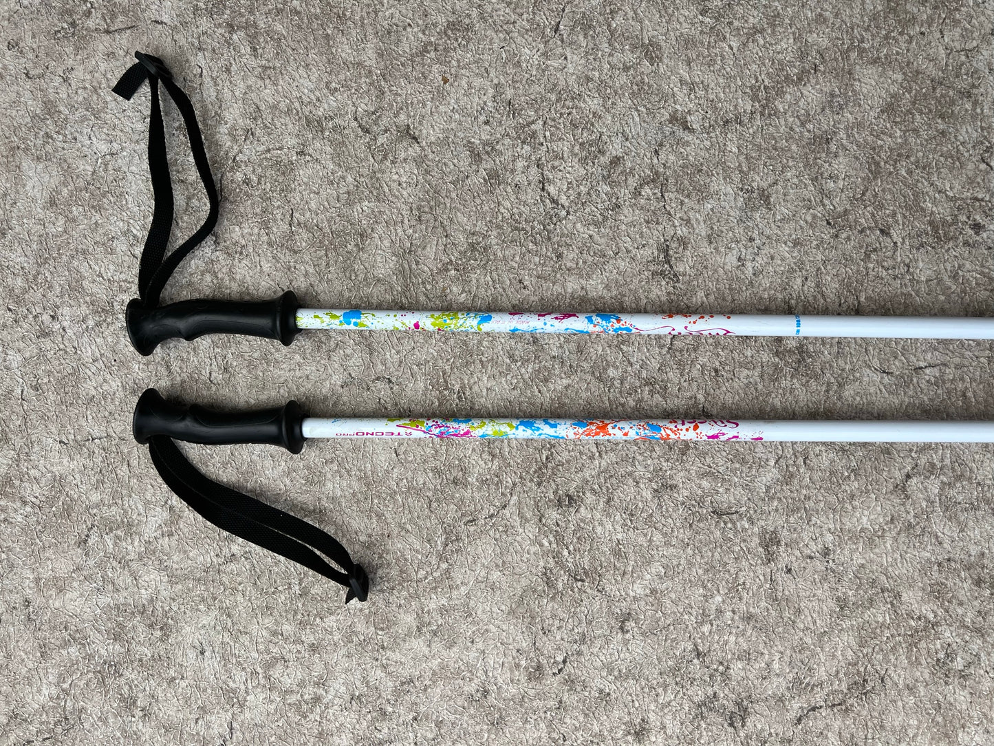 Ski Poles Child Size 39 inch 100 cm Tecno Pro White Pink Multi
