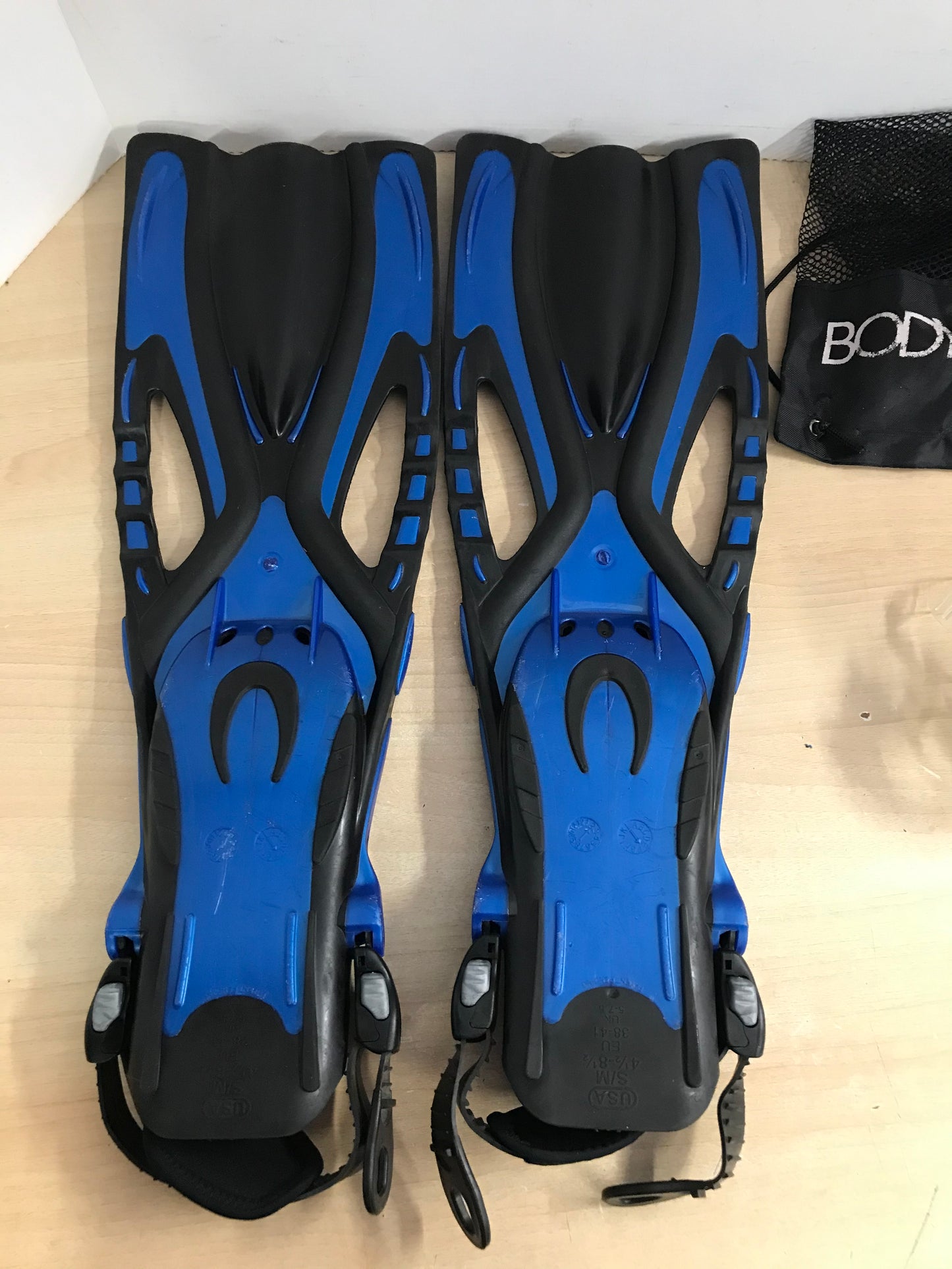 Snorkel Dive Fins Men's Shoe Size 4.5-8.5 Body Glove Blue Black Teal Excellent