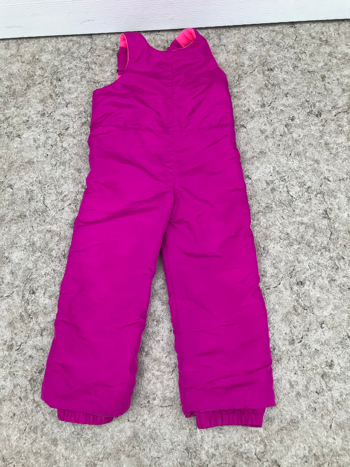 Snow Pants Child Size 5 Fushia Pink Fleece Lined With Bib