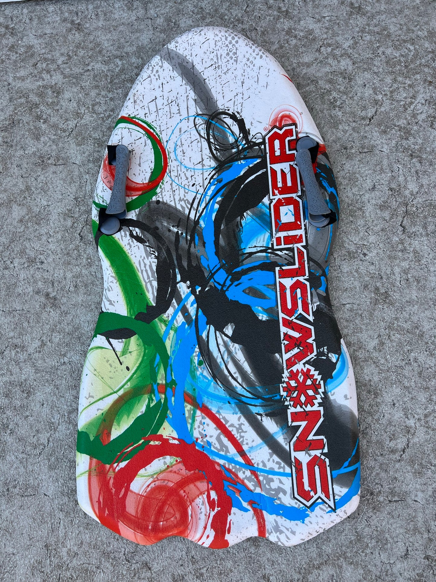 Snow Sled Ski Doo Foam Racing Sled Child Size 4-8 Excellent As New Grey Red Blue Multi