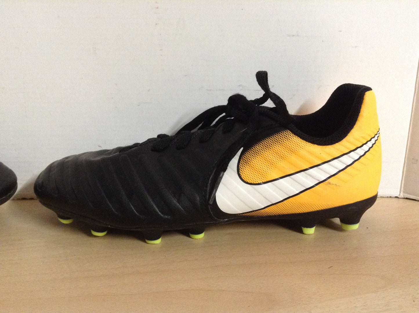 Soccer Shoes Cleats Child Size 3 Nike Tiempo Black Orange Lime