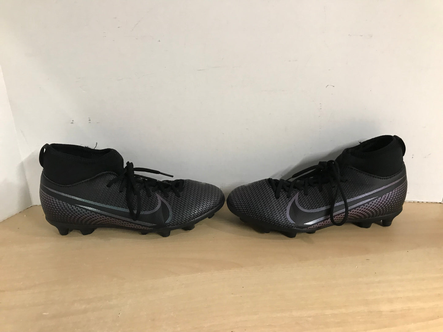 Soccer Shoes Cleats Child Size 4 Nike Mercurial Slipper Foot Black Grey Excellent