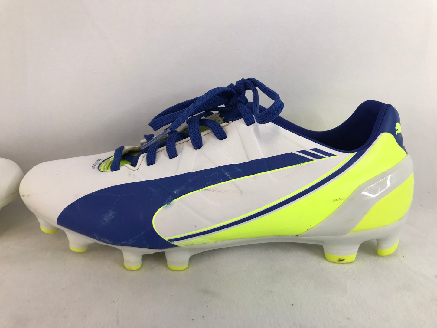 Soccer Shoes Cleats Men's Size 6.5 Puma Evo Speed 4 White Blue Lime Outstanding Quality Excellent