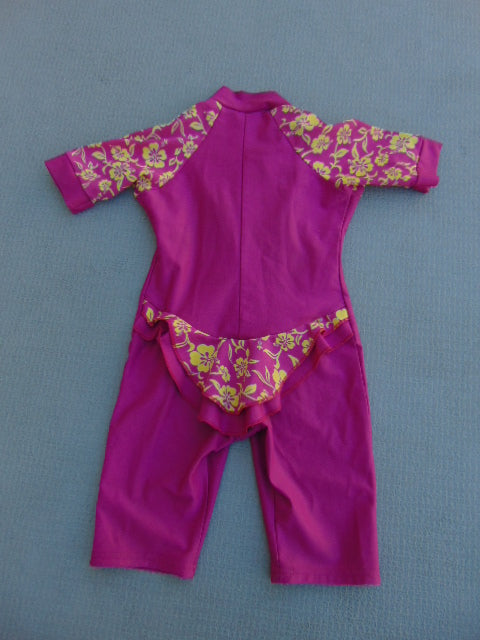 Sun Wear Child Size 18 Month UV Ray Fushia Yellow Flowers and Bum Frill