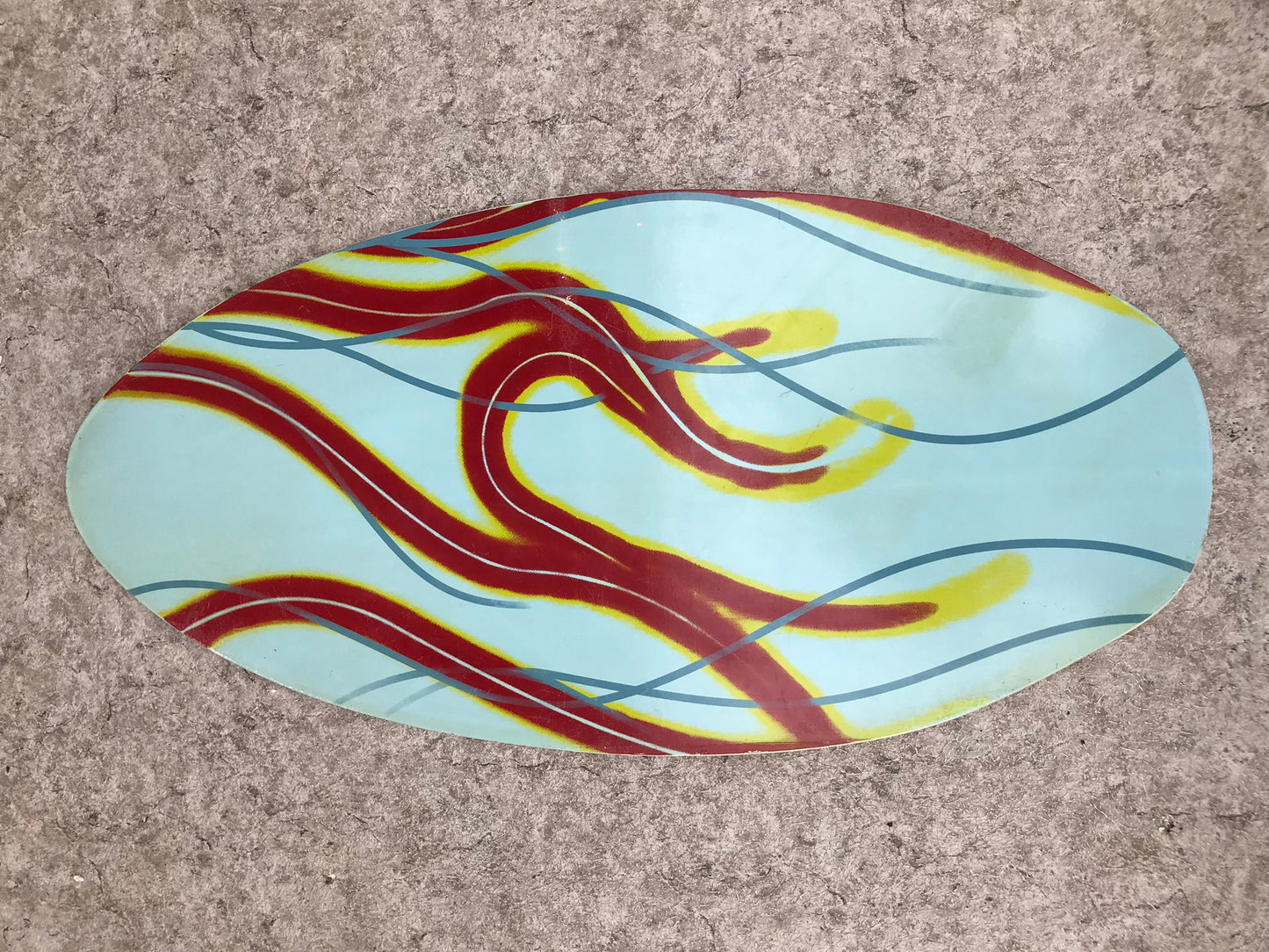 Surf SkimBoard Blue Sea World Red Yellow Wood 41 x 20 inch