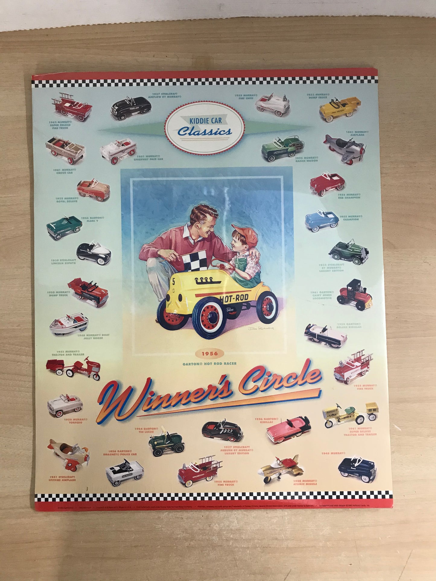 Vintage Garton & Murray Kiddie Pedal Car Classics Hallmark Display Poster Sign 21 x 17 inch RARE NEW SEALED IN PACKAGE