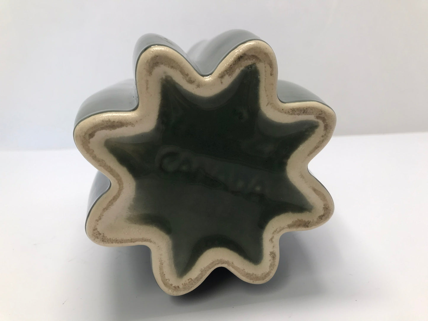 Vintage Large Pottery Vase Bottom Stamped Canada Sage Green Measures 10 x 6 inch Excellent As New