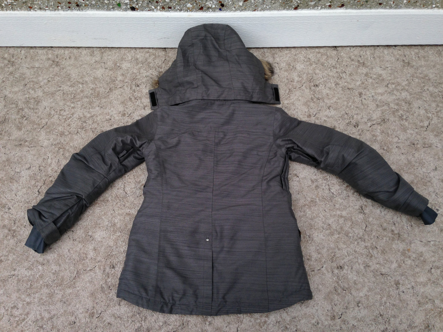 Winter Coat Ladies Size Small Firefly Aquamax Grey Coral Faux Fur With Snow Belt New Demo Model