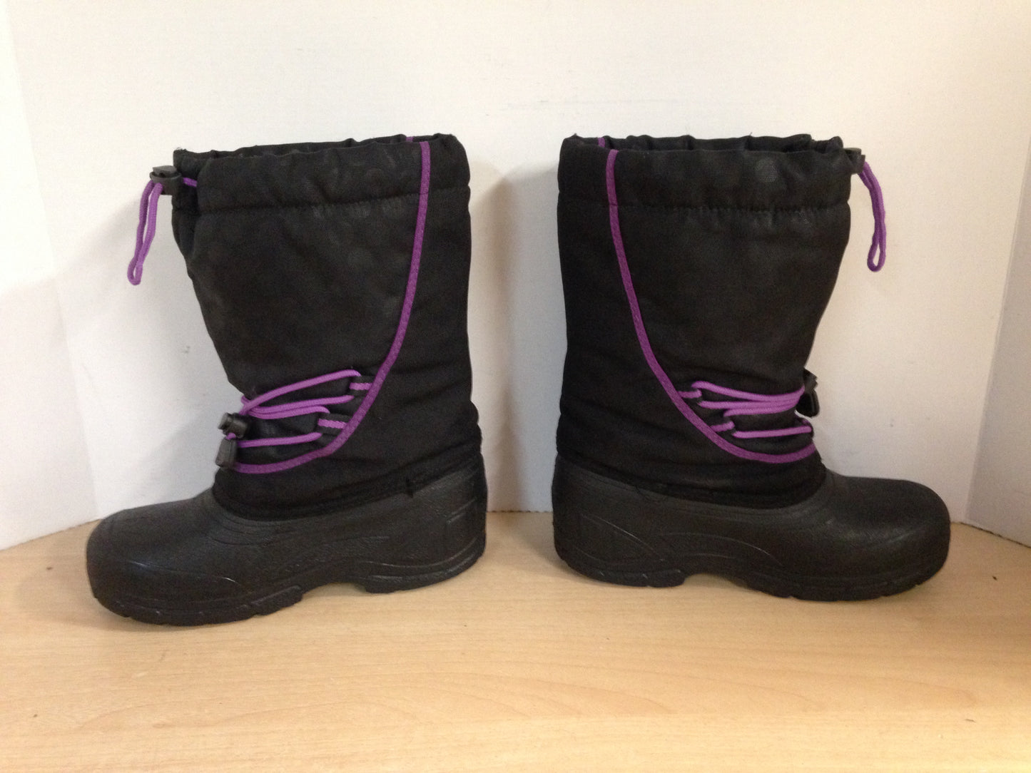Winter Boots Child Size 2 Waterproof Black and Purple With Liner