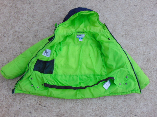 Winter Coat Child Size 7-8 Columbia Lime Green and Navy With Snow Belt