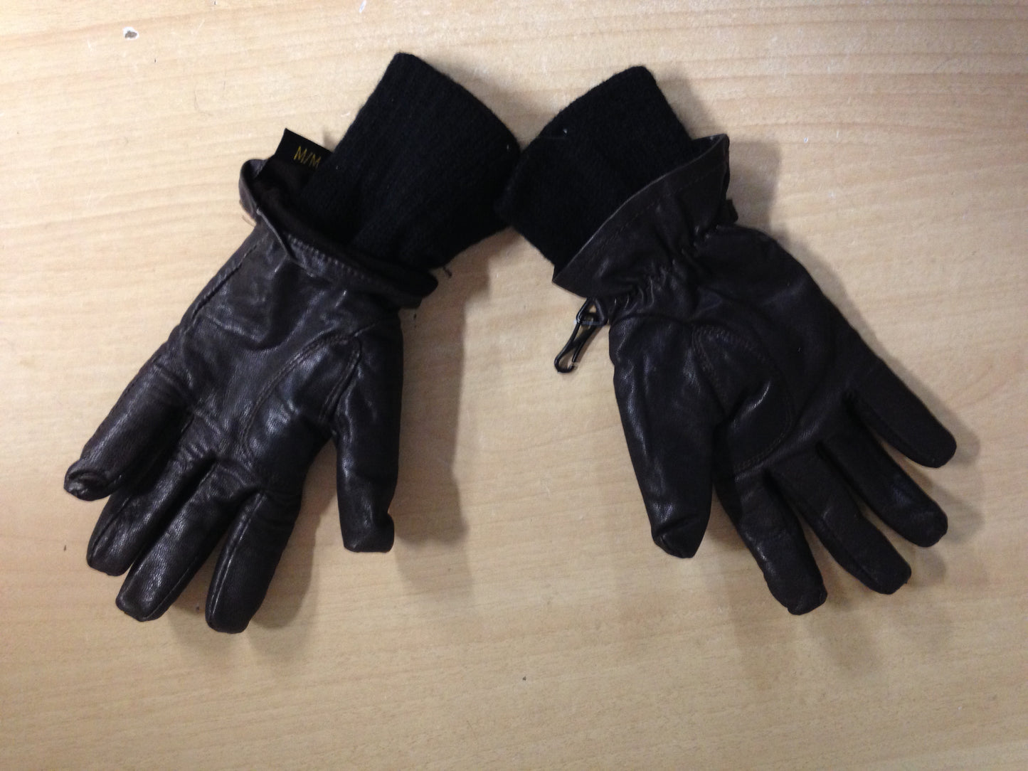 Winter Gloves and Mitts Ladies Size Small Auclair Leather Knit Brown Excellent