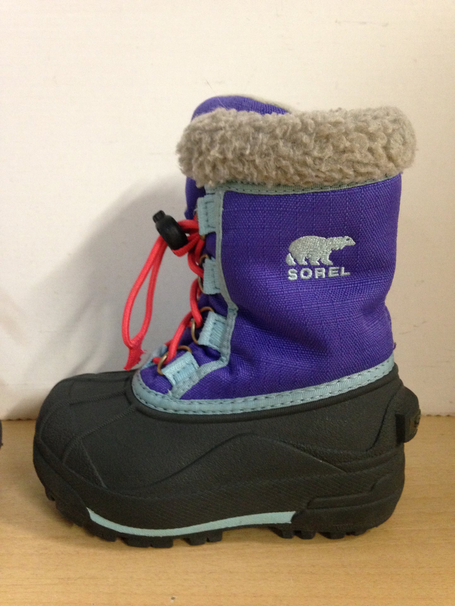 Winter Boots Child Size 8 Sorel Toddler Purple Grey Excellent