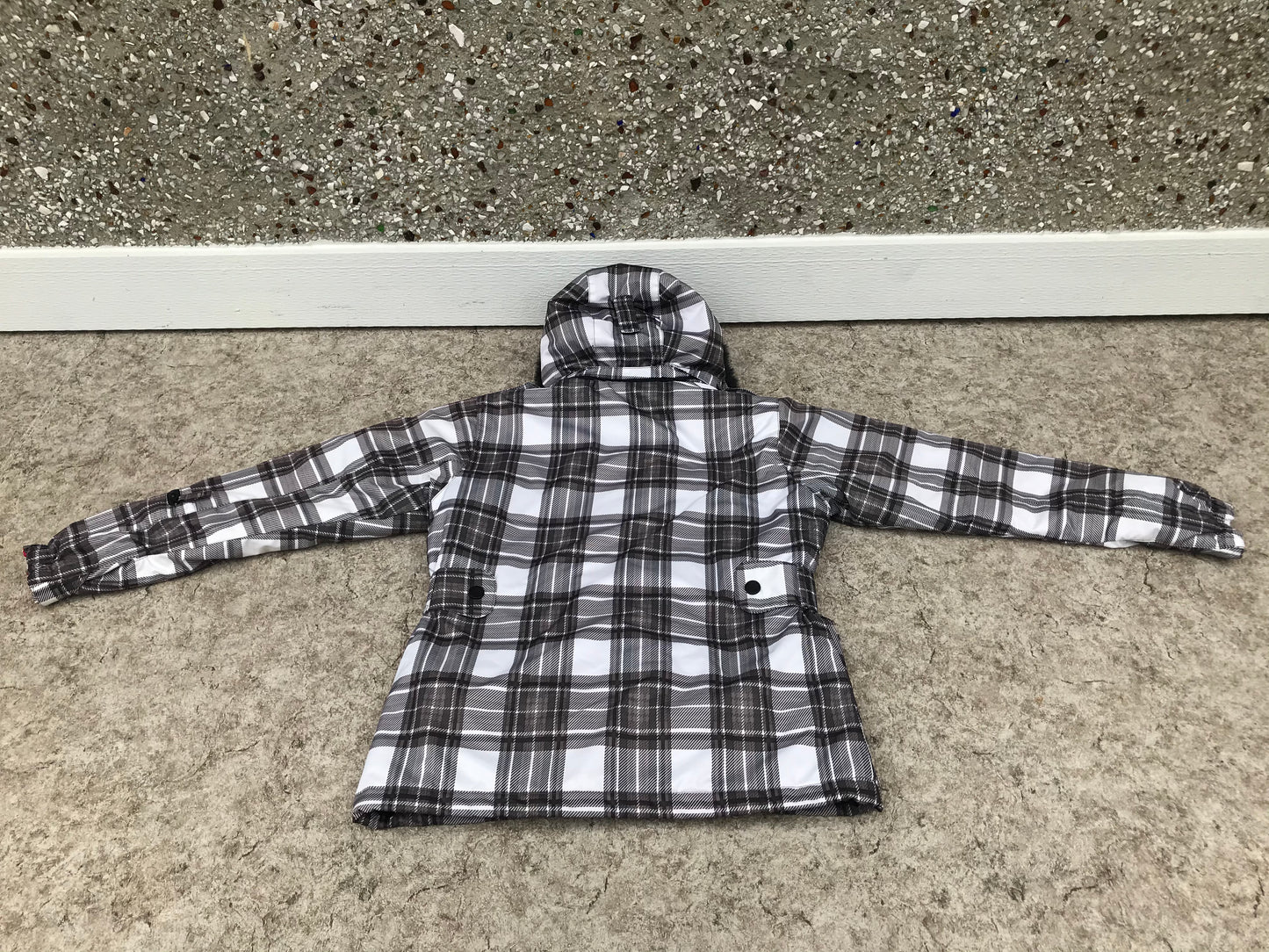 Winter Coat Child Size 14 Five Fifty Five Raspberry Black Faux Fur With Snow Belt Excellent