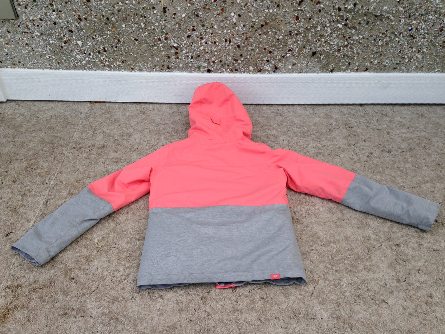 Winter Coat Child Size 14-16 Roxy Peach Grey With Snow Belt As New