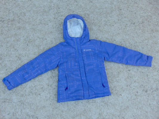 Winter Coat Child Size 7-8 Columbia Purple Grey With Bubbles Excellent